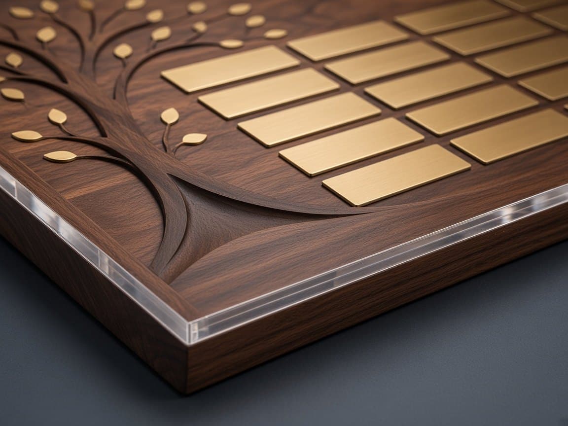 Donor Recognition Wall design concept, close-up of the materials