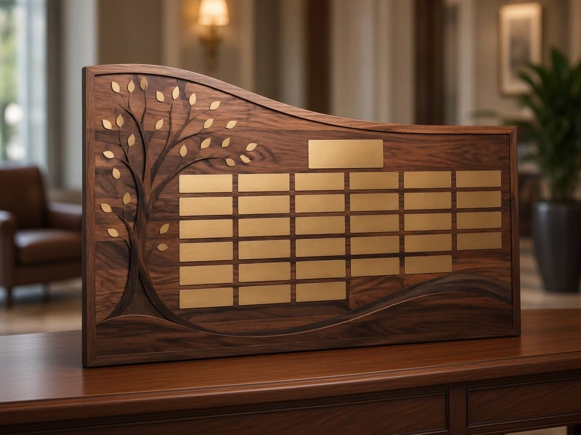 Donor Recognition Wall design concept in a presentation setting