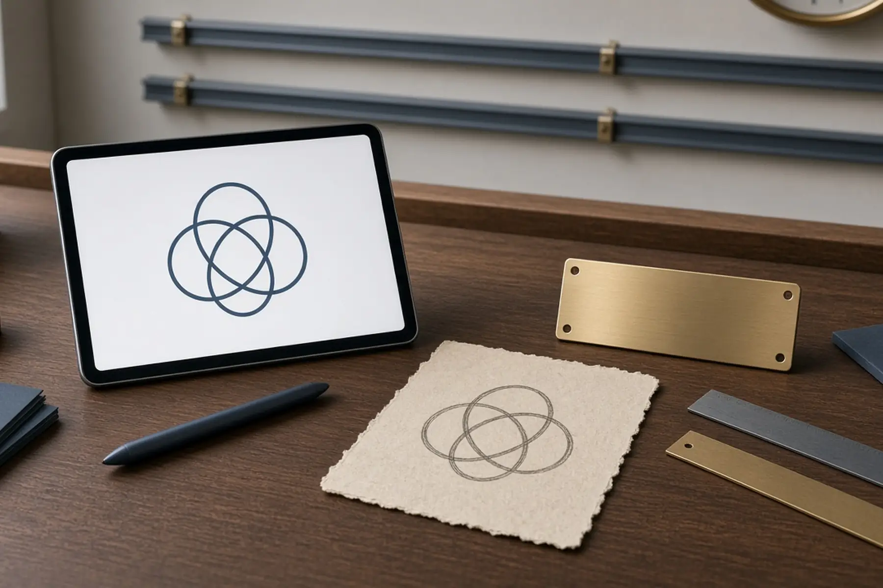 Artwork preparation concept: a simple emblem converted to clean outlines for a Donor Recognition Wall
